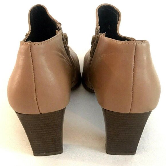 Markon Fanta Soft Leather Camel Brown Zip Ankle Boots Booties Shoes Heels 9W - Picture 4 of 9